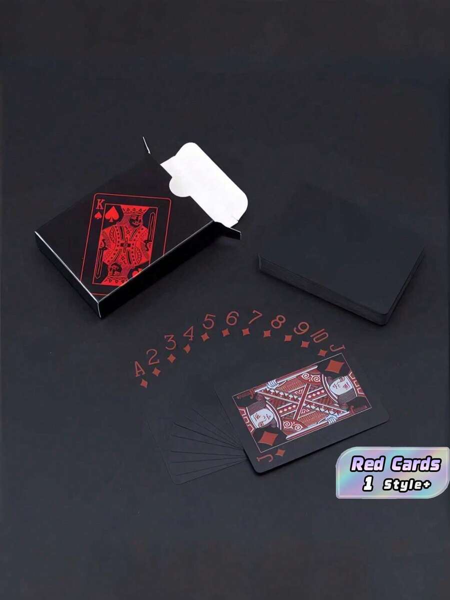 1pack Waterproof & Flexible Playing Cards With Box, Cool Design Great For Parties, Games, Gifting And Celebrations,Red Card,Gifting>Red,Palying Cards - Red - View 1