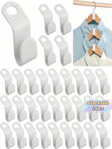SHEIN 25pcs/50pcs White Hanger Connector Hooks, Magic Hanger Hooks, Heavy Duty Cascading Connector Hooks, Space Saving Hanger Extenders For Organizing Clothes In Closet Decorations Decor Festival Decor Room Decor Home Decor Decor Bedroom Decor Dress Pants Shoes Jeans Boots Skirt - White - View 1