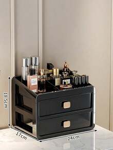 Caja de almacenamiento de maquillaje de varios tamaños, organizador de cosméticos tipo cajón negro, estuche para productos de belleza de gran capacidad para la colección de cuidado de la piel y maquillaje - Multicolor - Ver 11