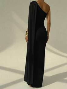 Aloruh Romantic Elegant Ruched Waist Tie Neck Fitted Mermaid Dress,Dresses For Women Summer - Black - View 2