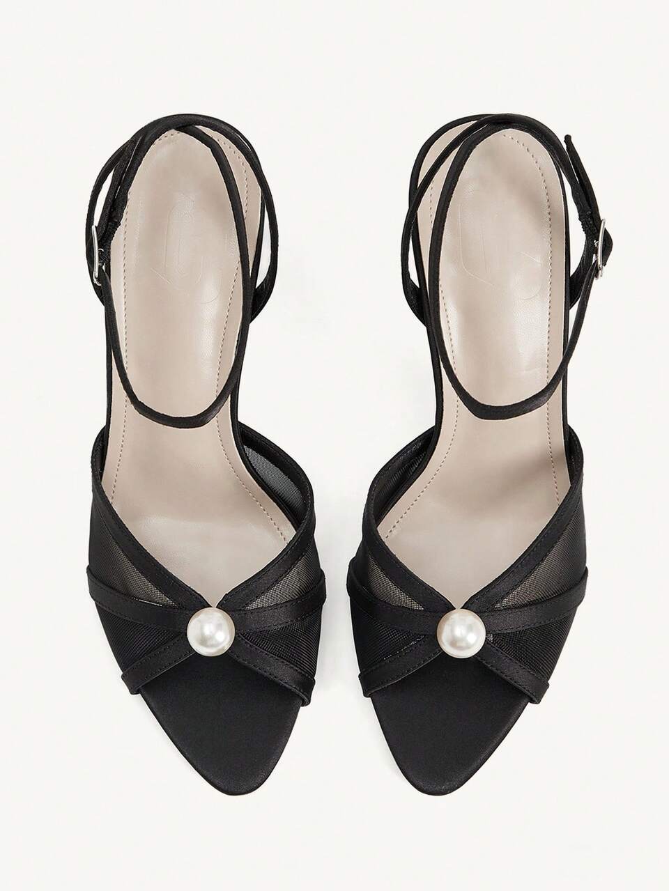 CUCCOO CHICEST Women Shoes Spring And Summer New Black Mesh Pearl Open Toe Ankle Strap High-Heeled Sandals, Fashionable, Elegant And Sexy Party Banquet Sandals
