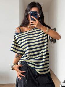 SHEIN Coolane 女士秋季街头风外出Y2K骷髅图案万圣节服装宽松黑色T恤 - 彩色 - 查看 4