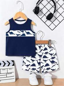 Souflis Souflis Bộ áo ba lỗ và quần short in hình khủng long cho bé trai - Nhiều màu - Xem 6