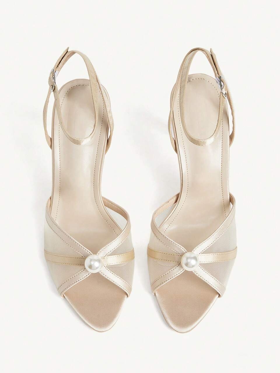 CUCCOO CHICEST Women Shoes Spring And Summer New Apricot Mesh Pearl Open Toe Ankle Strap Women's High Heel Sandals Fashion Comfortable Elegant Sexy Party Women's S