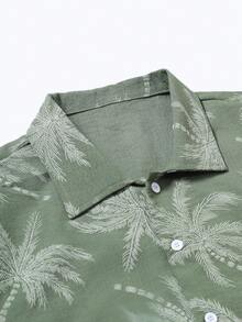 STYNVO Men's Retro Vacation Palm Tree Print Shirt And Shorts Casual Set - Multicolor - View 5