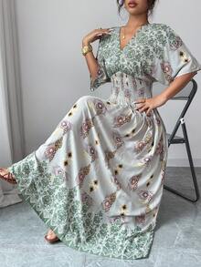 SHEIN Lacomfia 素雅碎花长款休闲连衣裙 - 彩色 - 查看 1