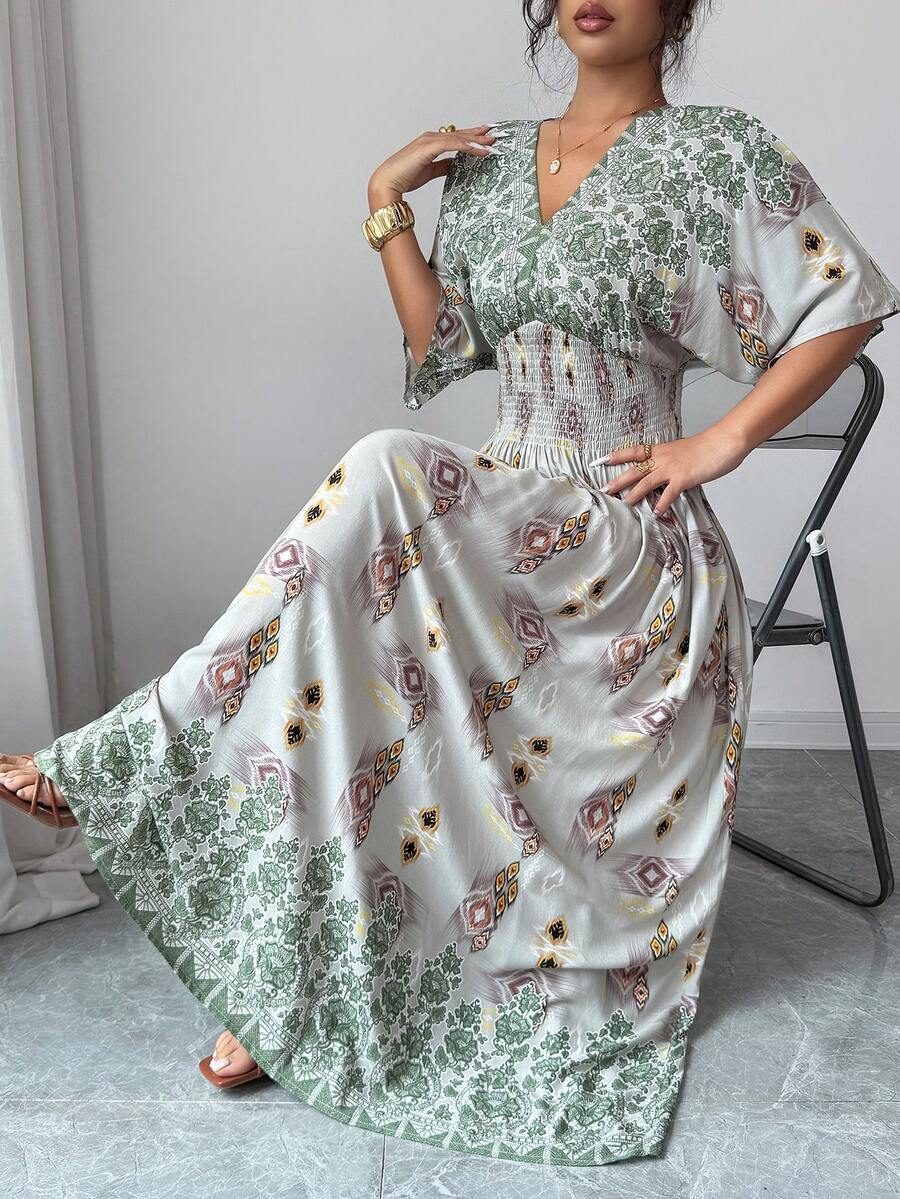 SHEIN Lacomfia 素雅碎花长款休闲连衣裙 - 彩色 - 查看 1