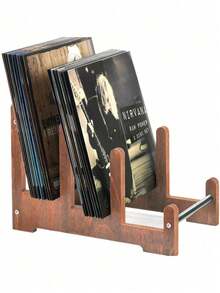 1 Piece Of Solid Wood Record Stand, Vinyl Record Storage, Can Hold 60 Vinyl Records Display Rack, Wooden Album Storage For Vinyl Record Albums, Magazines And Documents - Multicolor - View 7