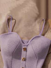 Resyla Blusa de punto de unicolor versátil y casual para uso diario - Púrpura malva - Ver 3