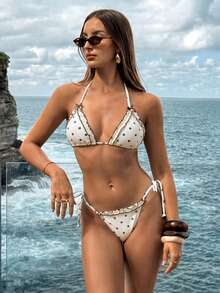 Aloruh Bộ bikini chấm bi mùa hè mới dành cho nữ, đồ bơi gợi cảm cho các bữa tiệc, lễ hội âm nhạc, trang phục đi biển cho nữ. - Nhiều màu - Xem 3