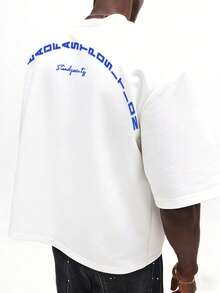 Manfinity Hypemode Men's Letter Print Round Neck Short Sleeve Casual Versatile T-Shirt - White - View 4