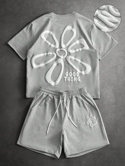 PAVTROS Men's Floral Print T-Shirt And Shorts Set