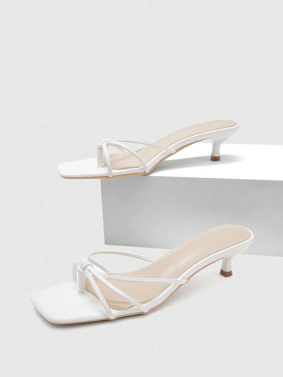 CUCCOO BIZCHIC Giày nữ mùa xuân hè mới, sandal cao gót quai trắng đơn giản, thời trang và thoải mái, sandal nữ công sở đa năng. - trắng - Xem 1