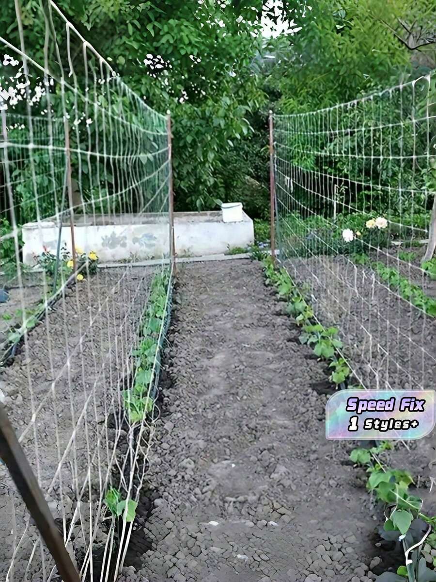 1pc Net Climbing Plant 5*15ft, DIY Plant Holder, Garden Planting Supplies, Garden Flower Plants Supplies Decor, Garden Balcony Gardening Beauty Planting Supplies, Planters & Container Accessories - White - View 1