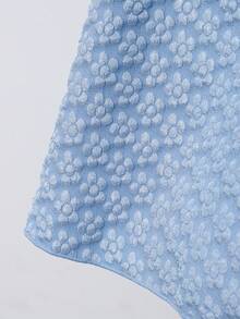 SHEIN 藍色蝴蝶夏季傳統婚禮少女花卉洋裝，甜美荷葉邊領高腰蓬鬆修身公主風無袖洋裝 - 藍色 - 查看 8