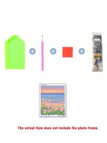 Bộ tranh đính đá hình hoa tulip, bộ đồ thủ công tự làm mới, tranh nghệ thuật đính đá hình hoa và cây, không kèm khung. - Hoa tulip F - Xem 4