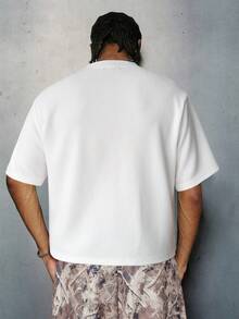 PAVTROS Solid Color Round Neck Dropped Shoulder Short Sleeve Loose Summer Top - White - View 2