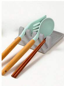 SHEIN 1 Pc Utensil Rest For Stove Top, Spatula/Ladle/Spoon Rest With Drip Pad & Pot Lid Holder Stand For Kitchen, Cooking Utensil No Drip Holder, Multifunction Kitchen Spatula Rack With Lid Holder - Grey - View 5