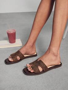 SHUZIA Women's Fashion Comfy Flat Slim Everyday Basic Slip-On Sandals - Brown - View 7