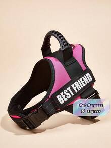 1pc Pink, Anti-Explosion, Flashing Strip Decorated Pet Chest Strap, Back Strap, Vest-Style Harness, Suitable For Small, Medium, And Large Dogs To Go Out For Walks Or Trainings - Pink - View 1