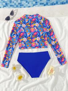 Bộ bikini hai mảnh in họa tiết cho bé gái tuổi teen, áo tắm dài tay, áo chống nắng 2 mảnh, đồ bơi kín đáo cho bé gái tuổi teen, áo tắm dài tay cho bé gái, áo chống nắng dài tay cho bé gái, áo tắm dài tay 2 mảnh cho bé gái, áo chống nắng hai mảnh cho bé gái, đồ bơi hai mảnh dài tay cho bé gái tuổi teen, đồ bơi dài tay cho bé gái, đồ bơi dài tay che phủ toàn thân cho thanh thiếu niên. - Nhiều màu - Xem 2