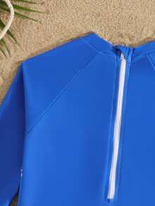 Young Boy Long Sleeve One-Piece Swimsuit, Summer - Multicolor - View 3