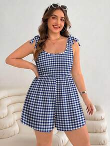 Solflare Mono de talla grande con lazo anudado, estilo vacacional, para primavera/verano - Azul - Ver 2