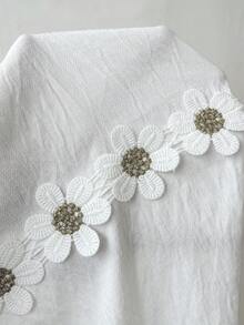 Weeklong Plus Size Sleeveless Floral Lace Patchwork Blouse - White - View 5