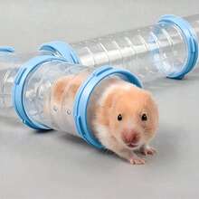 18 Piece Set Of Hamster, Sand Rat, And Guinea Pig Tunnel System With Lock Connecting Tube - Transparent PVC Modular Small Animal Cage, Easy To Assemble Hamster Tunnel For Training And Foraging - Suitable For Hamster Cages, Fish Tanks, Rodent Nests, Guinea Pig Supplies, Hamster Accessories - Multicolor - View 9