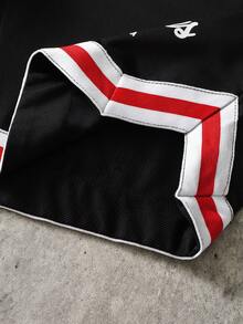 PAVTROS Men's Letter Print Drawstring Waist Casual Versatile Daily Wear Shorts Football - Black - View 4