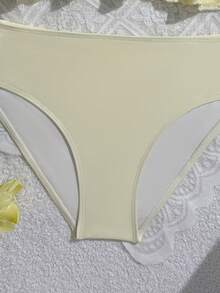 SHEIN Bộ 2 món bikini dệt kim họa tiết hoa hướng dương màu trơn dành cho thiếu nữ, đồ bơi màu vàng, đồ bơi màu vàng chanh, đồ bơi màu vàng chanh cho thiếu nữ, đồ bơi cho bé gái, đồ bơi màu vàng chanh cho bé gái, đồ bơi màu vàng cho bé gái, đồ bơi màu vàng cho thiếu nữ, đồ bơi màu vàng cho bé gái, bộ đồ bơi màu vàng, đồ bơi viền bèo nhún, quần áo bơi mùa hè cho bé gái. - Màu vàng - Xem 3