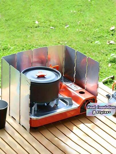 Camping Windshield, Foldable Portable Wind Screen For Outdoor Stove, Aluminum Alloy Wind Guard, Lightweight Essential Accessory For Hiking Picnic Backpacking, Polished Finish Outdoor Gear
