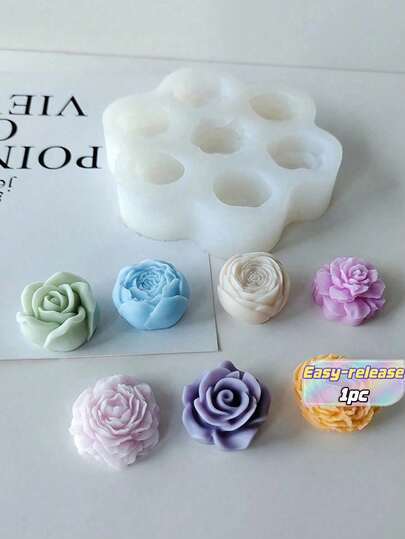 DIY 3D 玫瑰牡丹花蜡烛装饰香味硅胶模具手工制作水晶环氧树脂滴水混凝土石膏粘土铸造模具