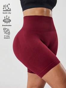 SHEIN Velisys 3pcs/Pack Celana Pendek Olahraga Wanita Ukuran Besar Tanpa Jahitan, Aneka Warna - MultiWarna - View 5