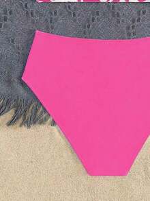 SHEIN Teen Girls' Floral Print Bikini Two-Piece Bikini Set Set, Summer Beach - Hot Pink - View 4