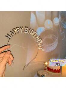 1pc Birthday Crystal Rhinestones Headband, Party Decoration Photo Prop - Multicolor - View 1