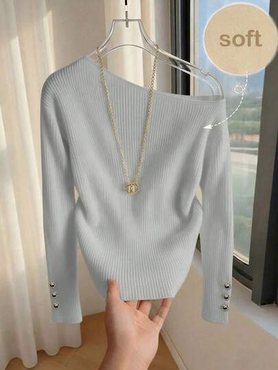 Franclia Camiseta de mujer con manga oblicua, puños con abertura, tacto de terciopelo, adecuada para el uso diario, fiestas elegantes y vacaciones de Año Nuevo