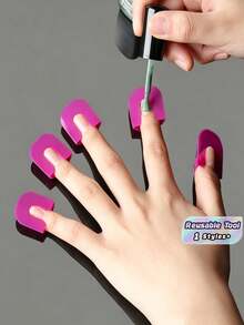 26 PIEZAS Juego de protectores de uñas, Protector en forma de U anti-desbordamiento para un pulido preciso, 10 tamaños que se ajustan perfectamente a las uñas postizas, incluye estuche de almacenamiento, kit de herramientas esenciales para el arte de uñas - 26 piezas - Ver 1
