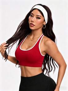 Gameset SHEIN Sport Seamless Knit Sports Bra With Removable Cup Lining For Women - Red - View 8
