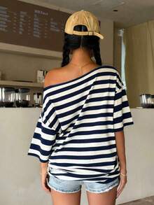 Women's Casual Printed T-Shirt, Short Sleeve And Round Neck, Local Urban Fashion Spring/Summer. Women's Blouses, Women's T-Shirts. 180g (S-XXXL) - 黑色 3 - 查看 2