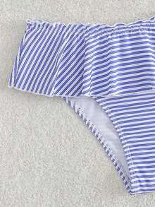 Swim Mod Bộ bikini quây in họa tiết toàn thân dành cho nữ, quần short váy cạp thấp kẻ sọc, đồ bơi thường ngày cho kỳ nghỉ. - Nhiều màu - Xem 5