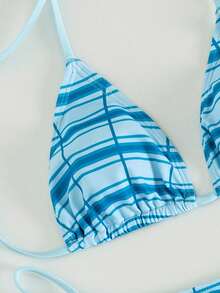 Swim Vcay Bộ đồ bơi 2 mảnh dành cho nữ, kiểu dáng gợi cảm với dây buộc cổ và họa tiết kẻ caro, đồ bơi thanh lịch cho kỳ nghỉ hè ở bãi biển. - Nhiều màu - Xem 3