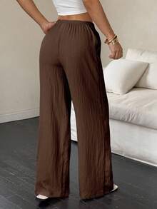 EMERY ROSE Pantalones casuales de mujer de unicolor con cintura elástica y cordón, con bolsillos, adecuados para verano y otoño, talla grande - Multicolor - Ver 2