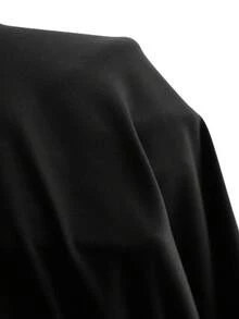 MaterniChic Maternity Solid Color Asymmetric Neck Fitted Asymmetrical Hem 2 Pieces Set - Black - View 6