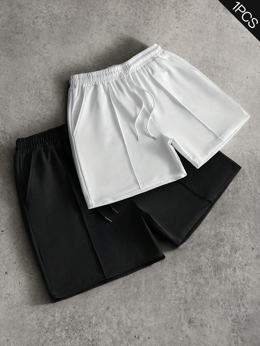 PAVTROS Men's Casual Drawstring Waist Pocket Shorts - White - View 1