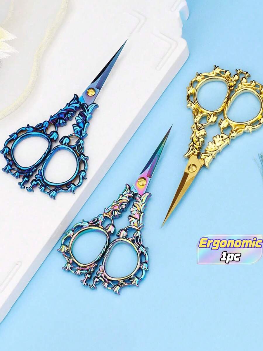 1 件装小型刺绣剪刀锌合金缝纫工艺 DIY 剪刀,家用缝纫工具 - 彩色 - 查看 1