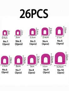 26 PIEZAS Juego de protectores de uñas, Protector en forma de U anti-desbordamiento para un pulido preciso, 10 tamaños que se ajustan perfectamente a las uñas postizas, incluye estuche de almacenamiento, kit de herramientas esenciales para el arte de uñas - 26 piezas - Ver 10