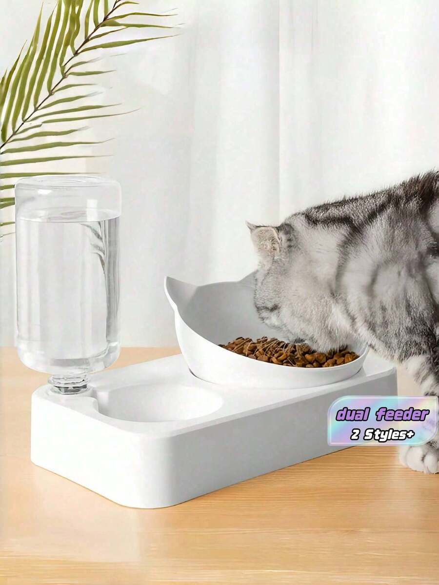 1个自动宠物喂食器和家用水碗 - 防溢双槽设计,适用于猫狗,智能大容量食物和水站,易于清洁和维护 - 無色 - 查看 1