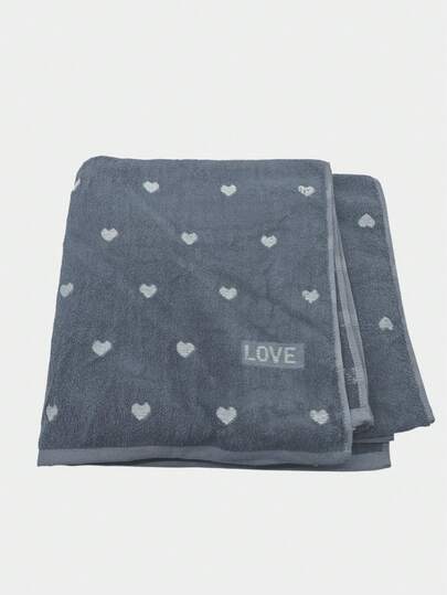 Heart Embroidered Couple Towel Set, Soft Absorbent No Lint, 2-In-1 Face Towel & Bath Towel, Personalized Adult Towels For Home Pool Daily Use, Valentine's Day Gift
