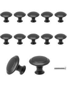 10 buah Gagang Laci 1,2 Inci, Gagang Kabinet Dapur Bulat Padat, Gagang Laci Hitam Doff, Gagang Laci, Perangkat Keras Kabinet Sederhana untuk Gagang Laci Lemari - Hitam - View 12